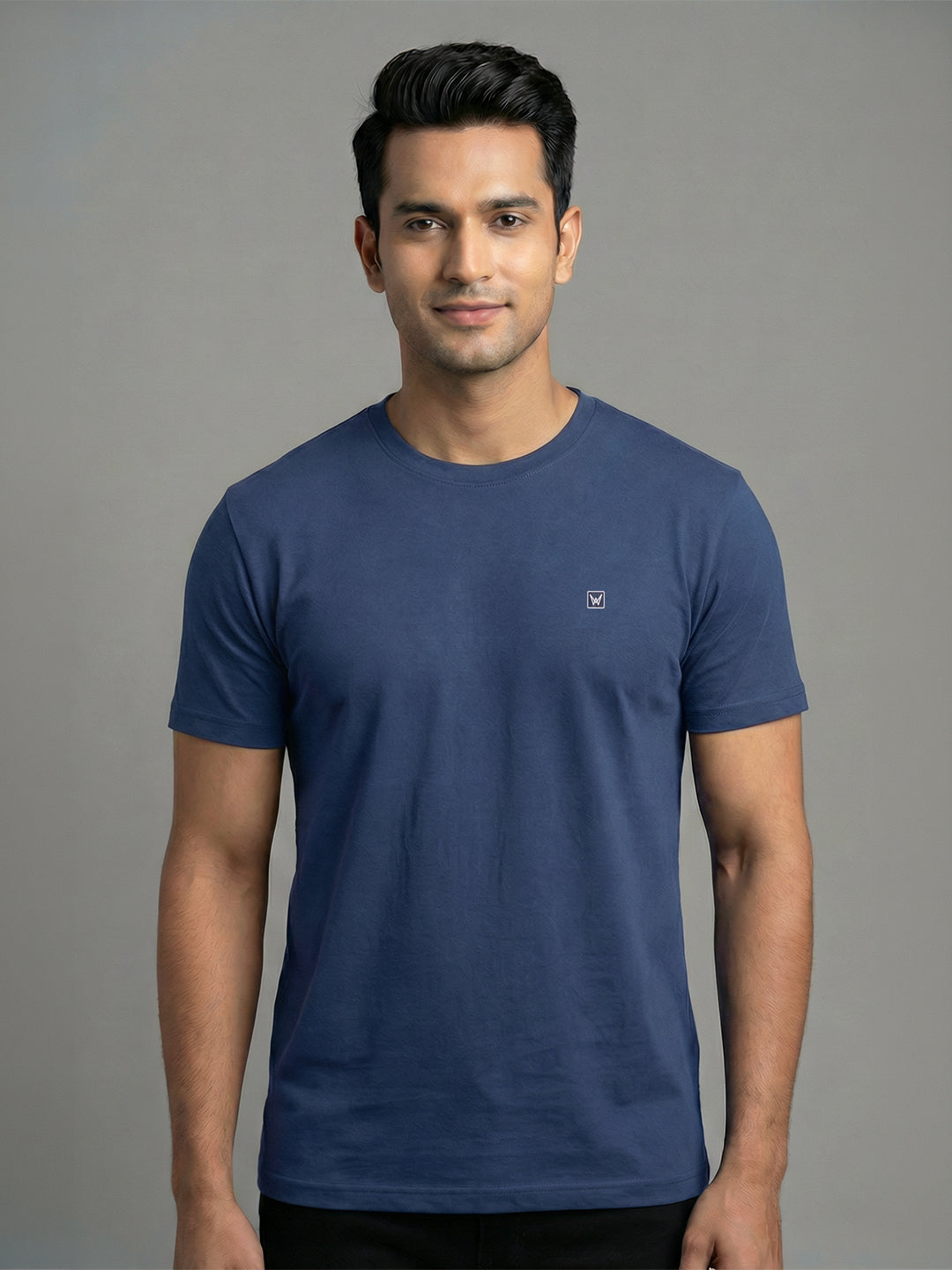 Men's Navy Mix Regular Fit Round Neck T-Shirt Crisper