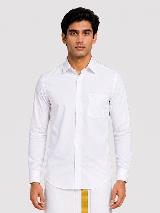 Mens Cotton Smart Fit White Shirt Thunder