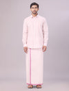 Mens Tissue Rose Colour Dhoti Shirt Wedding Combo Maverick