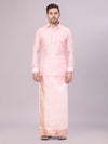 Men's Art Silk Pink Full Sleeves Shirt with 3 1/2