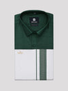 Mens Green Dupion Satin Color Shirt with Matching Border Flexi Dhoti Combo Gora Flexi