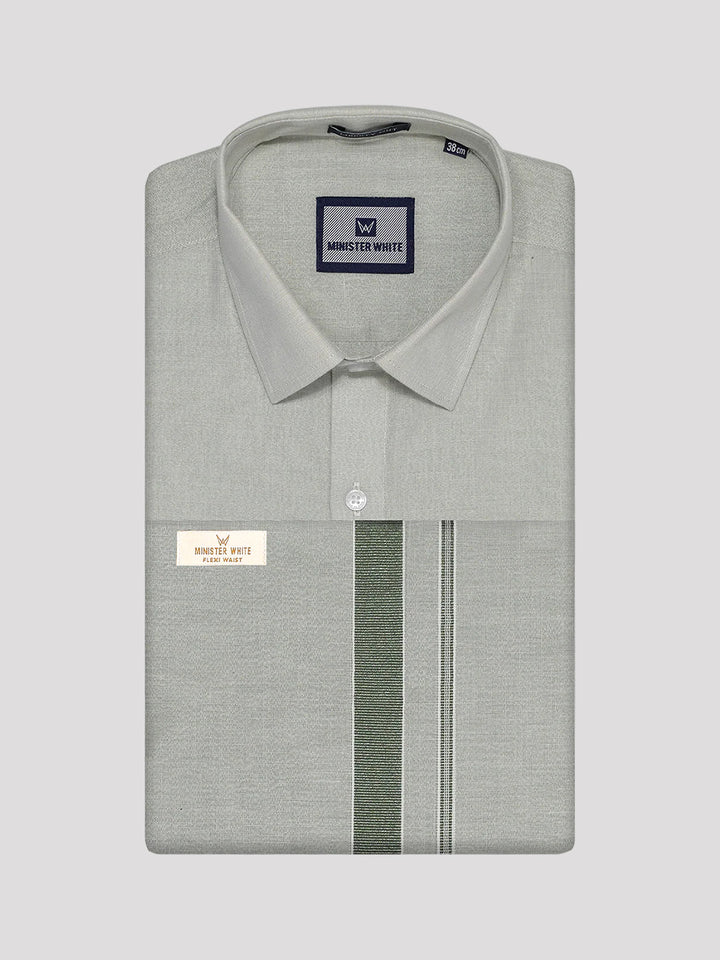 Men's Tissue Olive Green Color Flexi Dhoti Shirt Wedding Combo Maverick Flexi