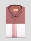 Men's Light Maroon Color Shirt with Matching Fancy Printed Border Dhoti Combo Casper Trends