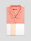 Men's Peach Color Shirt with Matching Fancy Printed Border Dhoti Combo Casper Trends