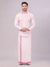 Mens Rose Tissue Jacquard Shirt with Matching Flexi Dhoti Combo Zeebra