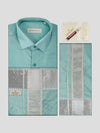 Men's Plain Art Silk Sea Green Full Sleeves Shirt with 3