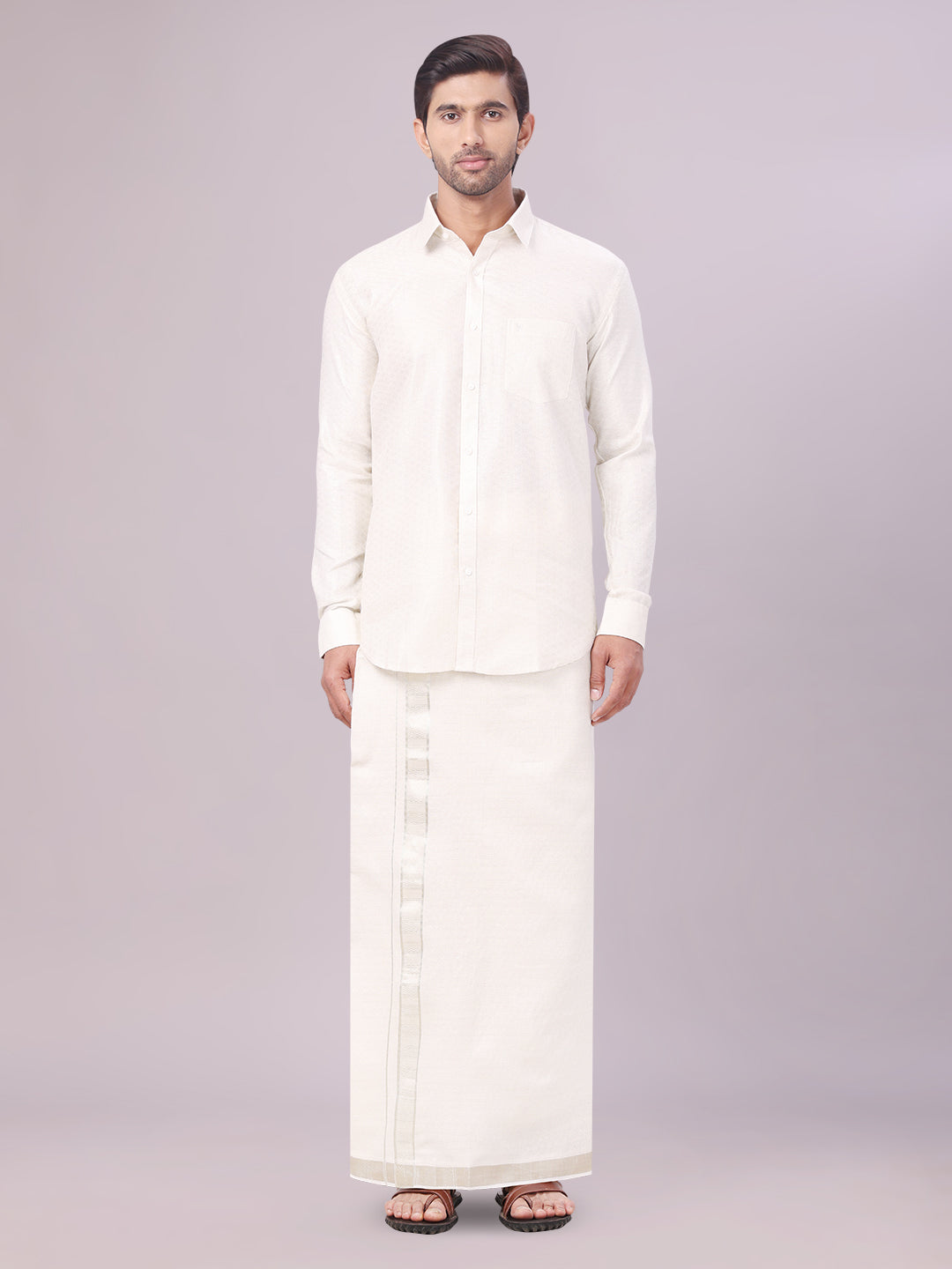 Men's Water Tissue Jacquard Shirt with Matching Dhoti Combo Zeus