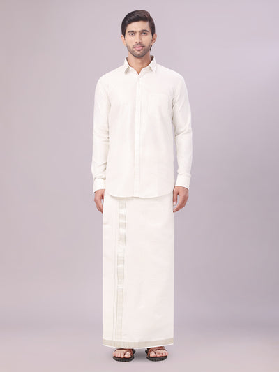 Men's Water Tissue Jacquard Shirt with Matching Dhoti Combo Zeus