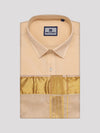Men's Art Silk Medium Gold  Full Sleeves Plain Shirt with 3