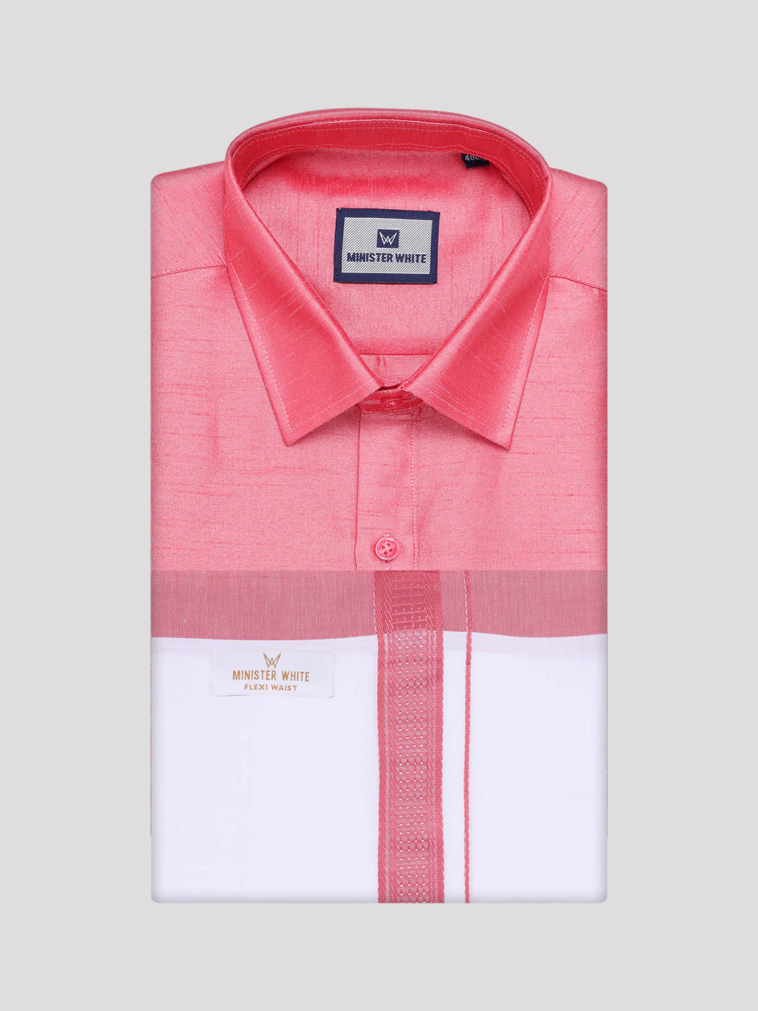 Shop Coral Pink Satin Shirt & Dhoti Combo
