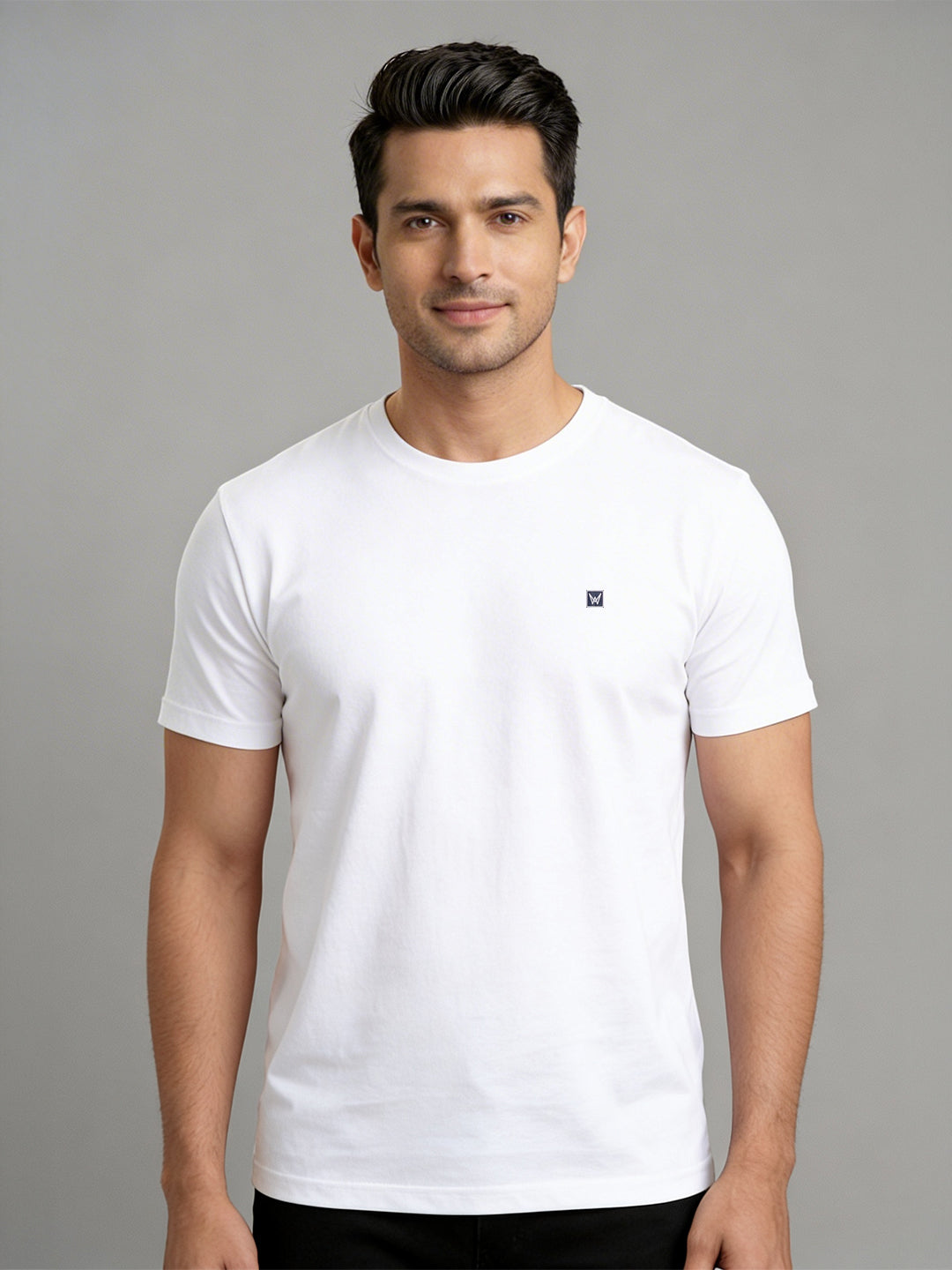 Men's White Regular Fit Round Neck T-Shirt Crisper