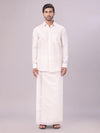 Mens Light Rose Tissue Jacquard Shirt with Matching Dhoti Combo Zeus