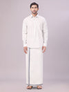 Mens Tissue Grey Colour Dhoti Shirt Wedding Combo Maverick