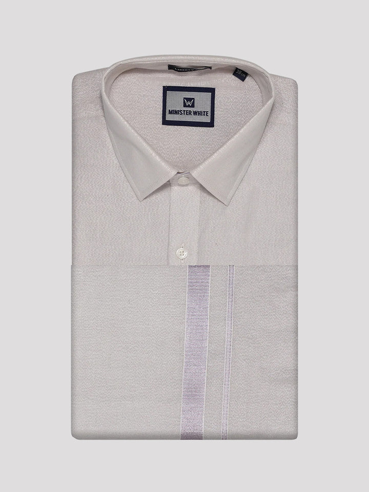 Mens Tissue Light Rose Colour Dhoti Shirt Wedding Combo Maverick