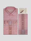 Men's Art Silk Pink Jacquard Full Sleeves Shirt with 2 1/2
