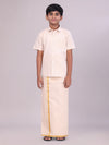 Boys Tissue Gold Colour Shirt with Dhoti Combo Ambitious Boy
