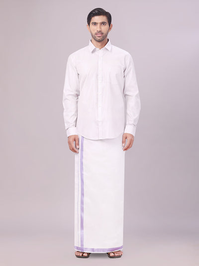 Men's Tissue Lavender Colour Dhoti Shirt Wedding Combo Maverick