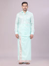 Mens Art Silk Mint Full Sleeves Shirt with 2 1/2