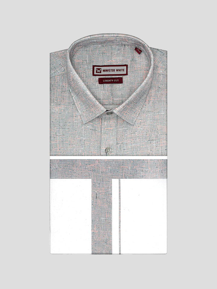 Men's Light Grey Color Digital Printed Shirt with Matching Printed Border Dhoti Combo Varnam