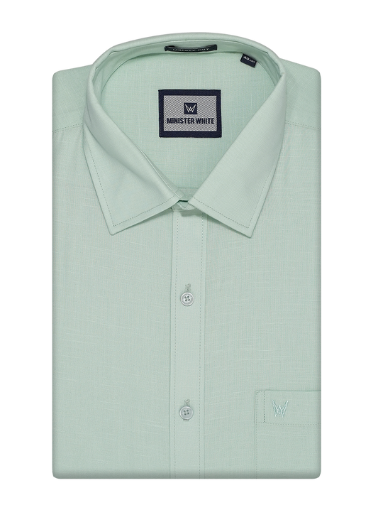 Mens Cotton Linen Regular Fit Lime Colour Shirt Azuro Linen by Minister White