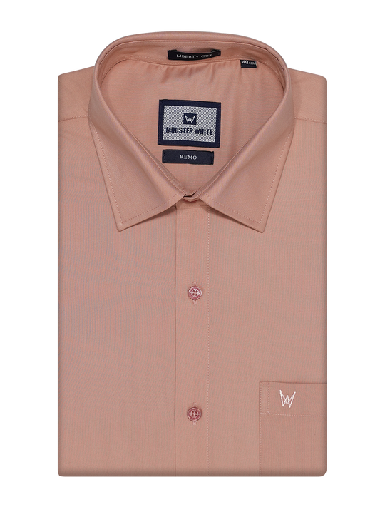 Mens Cotton Regular Fit Peach Colour Shirt Remo by Minister White