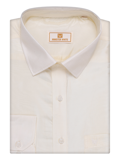 Men's Art Silk Cream Full Sleeves Shirt Finesse