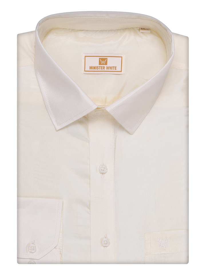 Men's Art Silk Cream Full Sleeves Shirt Finesse