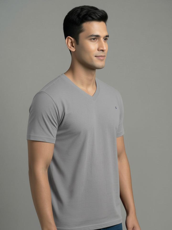 Men's Anthra Regular Fit V-Neck T-Shirt Caliber