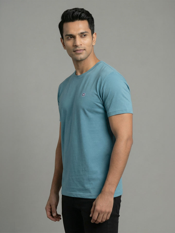 Men's Firozi Regular Fit Round Neck T-Shirt Crisper