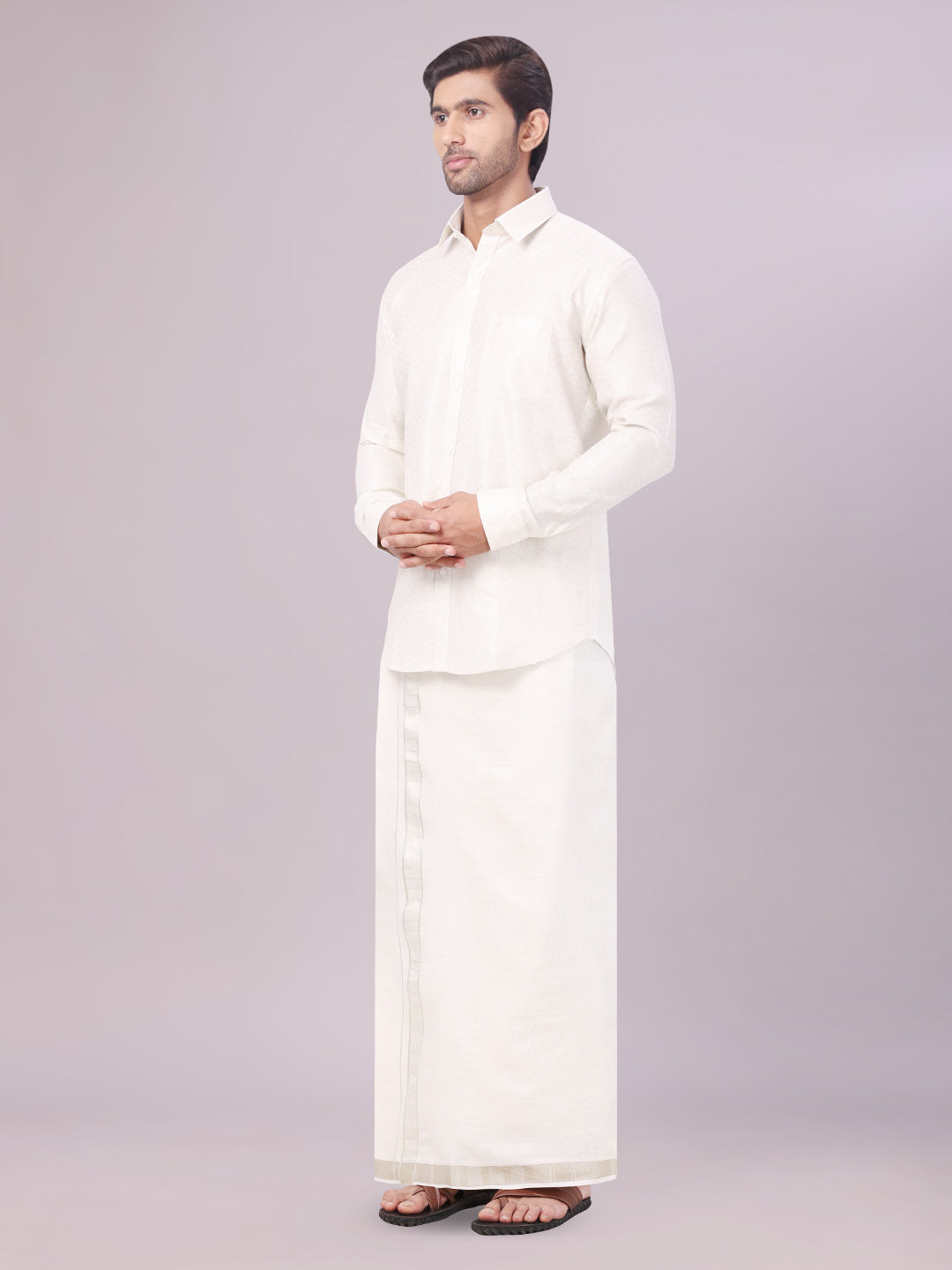 Mens Water Tissue Jacquard Shirt with Matching Dhoti Combo Zeus