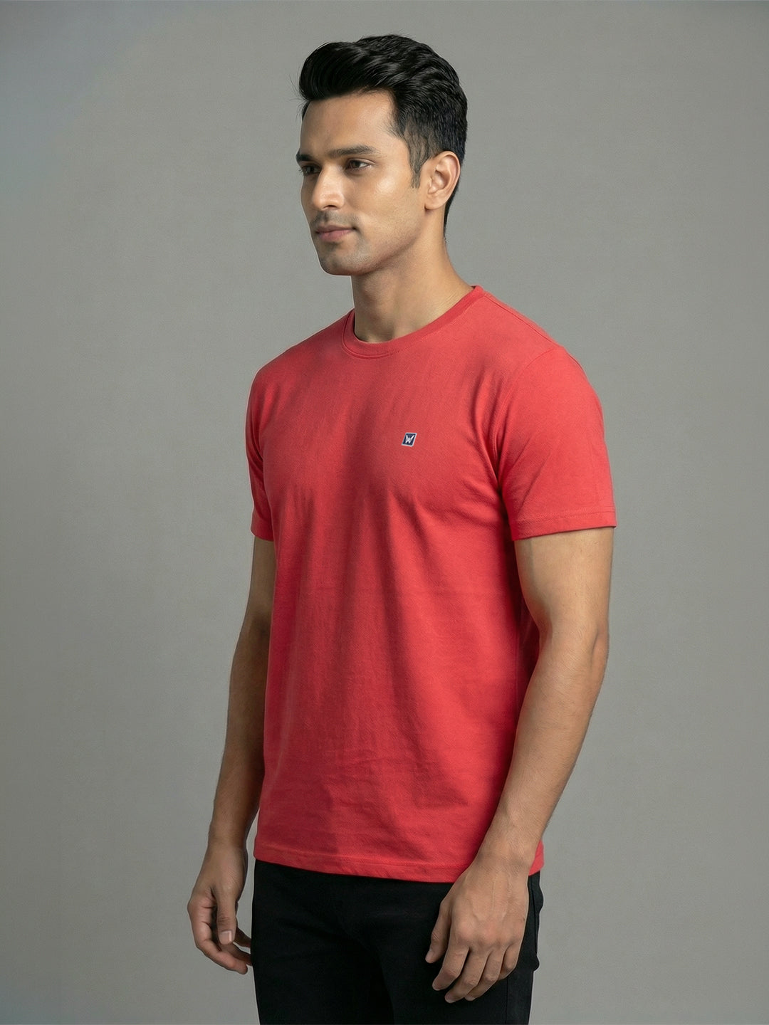 Men's Red Regular Fit Round Neck T-Shirt Crisper