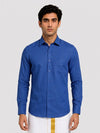 Mens Cotton Blue Colour Regular Fit Shirt Glance