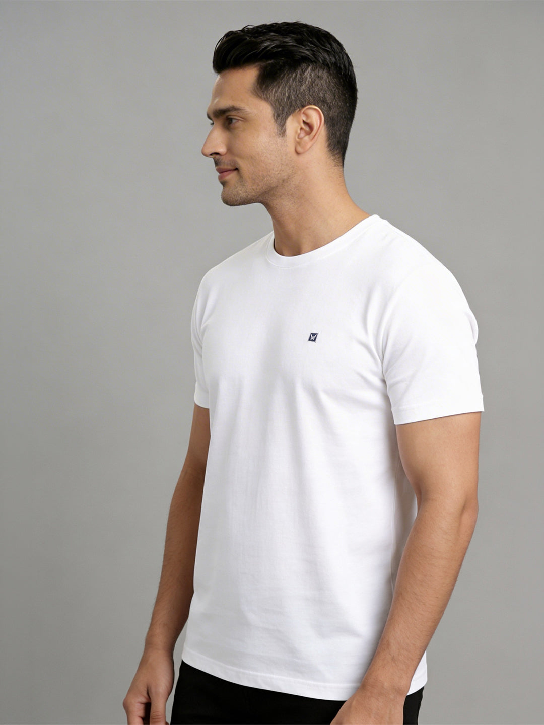 Men's White Regular Fit Round Neck T-Shirt Crisper