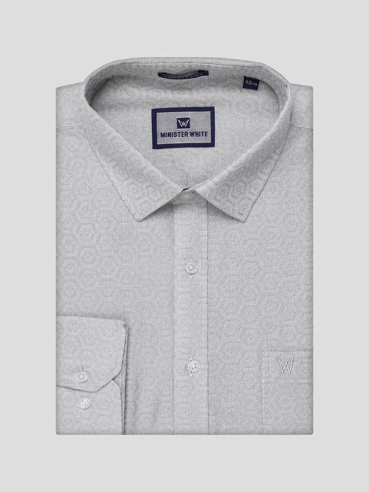 Mens Grey Tissue Jacquard Shirt with Matching Dhoti Combo Zeebra