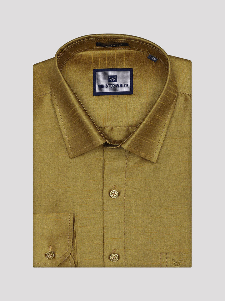 Mens Light Green Dupion Satin Color Shirt with Matching Border Flexi Dhoti Combo Gora Flexi