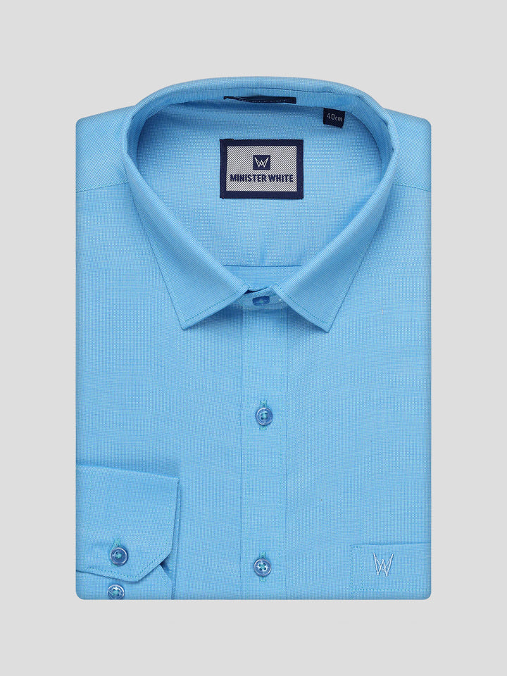 Men's Cotton Sky Blue Shirt and Airtex Matching Border Dhoti Combo Nector