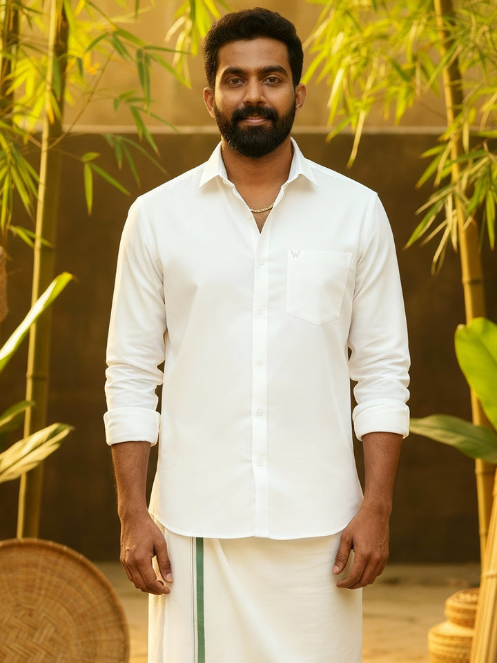 Men's White Regular Fit Bamboo Cotton Shirts