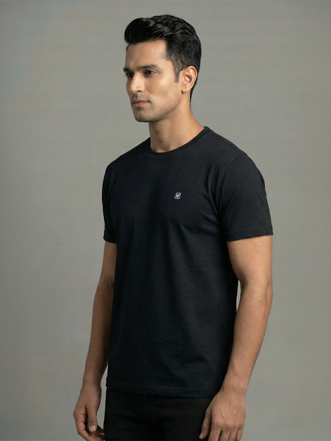 Men's Black Regular Fit Round Neck T-Shirt Crisper