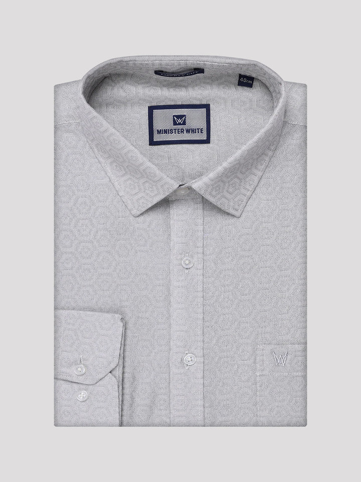 Mens Grey Tissue Jacquard Shirt with Matching Flexi Dhoti Combo Zeebra