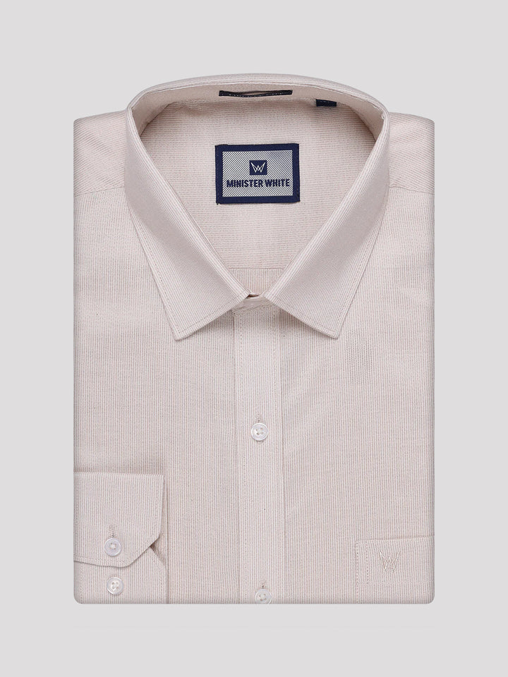 Mens Beige Tissue Stripe Shirt and Dhoti Combo with Jacquard Border Kane
