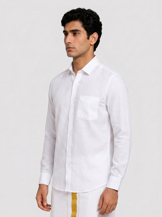 Men's Cotton Regular Fit White Shirt Aishwaryam