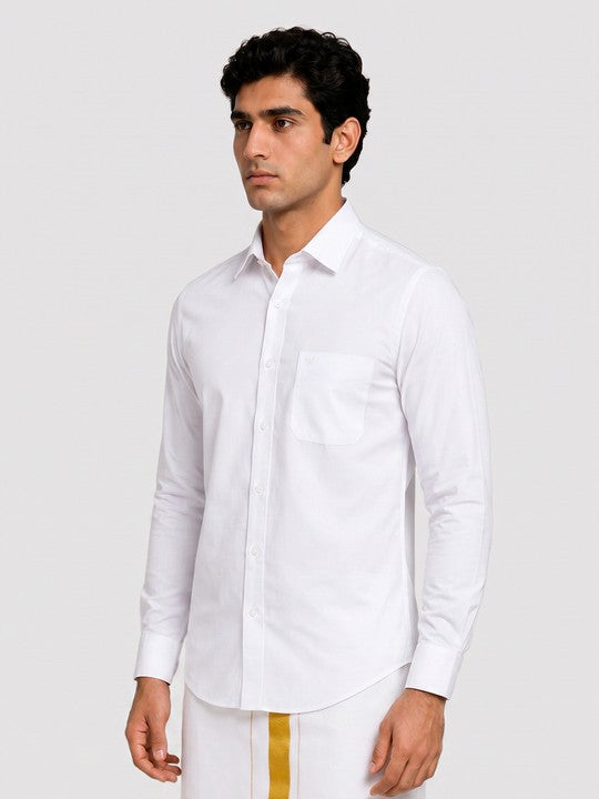 Mens Cotton Smart Fit White Shirt Eldee