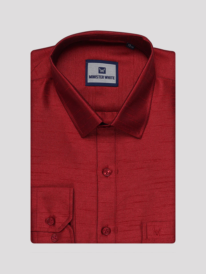 Men's Red Dupion Satin Color Shirt with Matching Border Flexi Dhoti Combo Gora Flexi