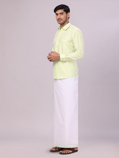 Mens Cotton Light Green Matching Shirt and Dhoti Combo Luster