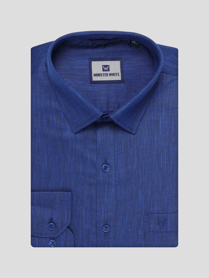 Mens Dark Blue Colour Shirt with Matching Fancy Border Dhoti Combo Lemax