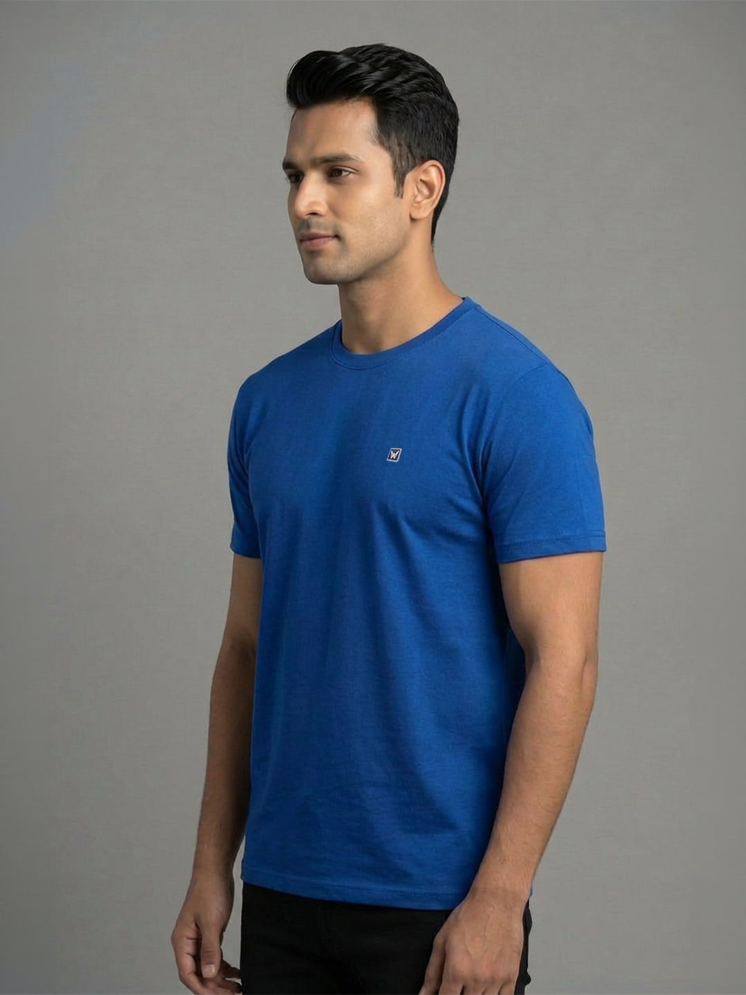 Men's Royal Blue Regular Fit Round Neck T-Shirt Crisper
