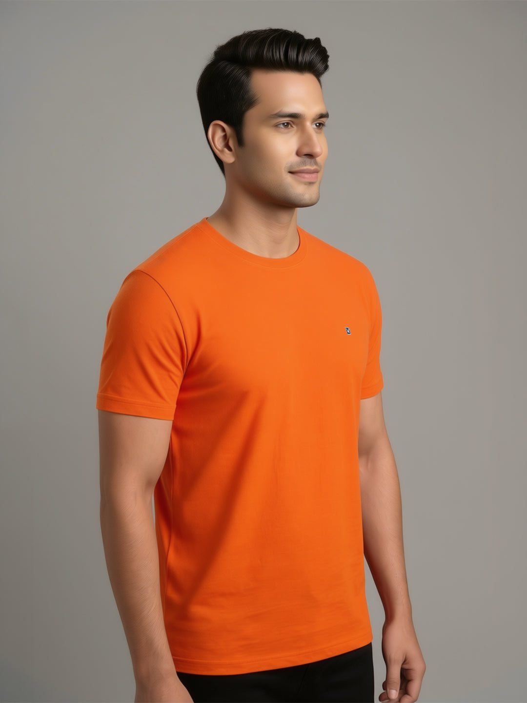 Men's Peach Regular Fit Round Neck T-Shirt Crisper