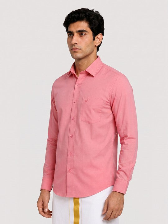 Mens Cotton Regular Fit Pink Colour Shirt Divine Touch