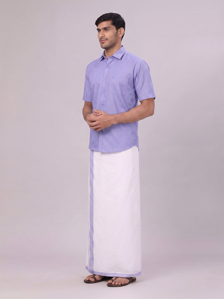 Mens Cotton Light Purple Matching Shirt and Dhoti Combo Luster