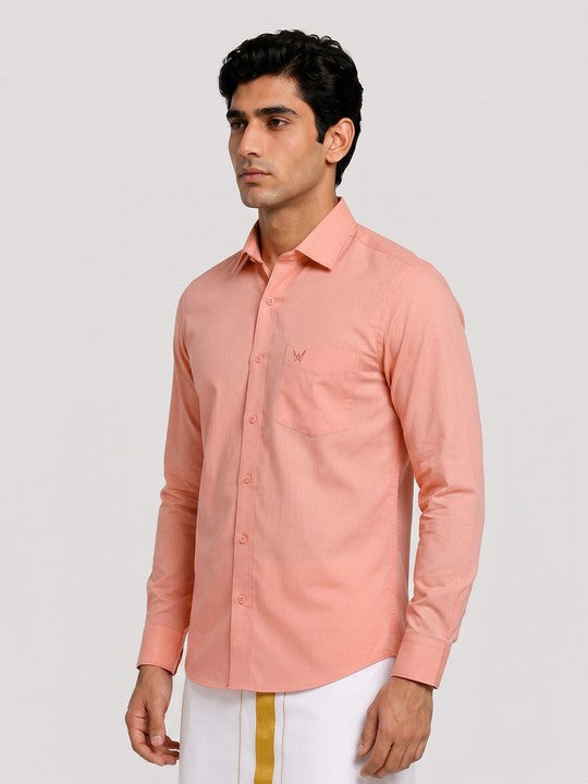 Mens Cotton Regular Fit Peach Colour Shirt Divine Touch
